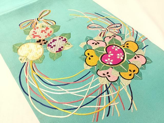 平和屋着物●アンティーク 大正ロマン 太鼓柄袋帯 総刺繍 束ね花文 金糸 正絹 逸品 CABI4350vp