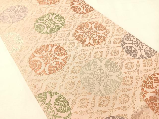 平和屋着物●西陣の名門 加納幸謹製 六通柄袋帯 唐織 花唐草丸文 金糸 正絹 逸品 CABI4368vp