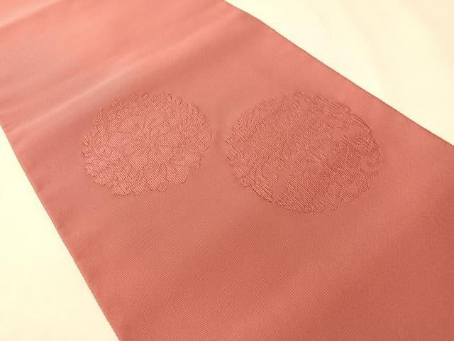 平和屋着物●名門 浅田綴 爪掻き本綴れ 八寸名古屋帯 能衣丸文 長春色 品質保証書付き 正絹 逸品 未使用 CABI4372vp