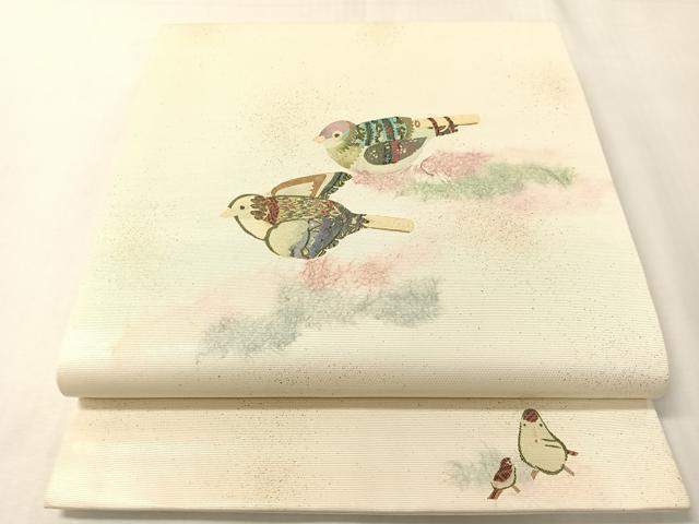 平和屋着物●九寸開き名古屋帯 飛鳥文 銀彩 正絹 逸品 CABI4380vp