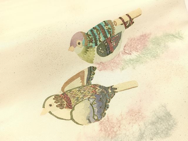 平和屋着物●九寸開き名古屋帯 飛鳥文 銀彩 正絹 逸品 CABI4380vp