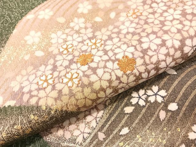 平和屋着物●十日町 名門青柳高級ブランド 大喜百花 全通柄袋帯 駒刺繍 立波舞桜 銀通し地 やまと誂製 正絹 逸品 CABI4390vp