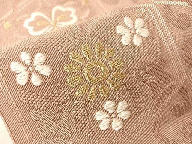 平和屋着物●八寸名古屋帯 唐織 綴れ 亀甲花文 金糸 正絹 逸品 CABI4393vp