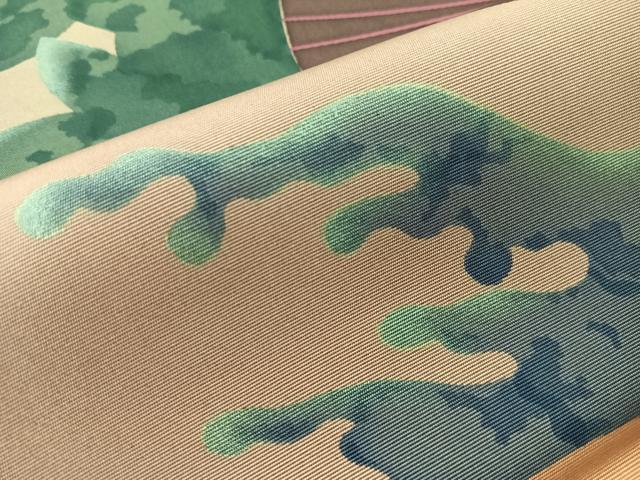 平和屋着物●塩瀬 九寸開き名古屋帯 ろうけつ染め 扇面文 正絹 逸品 CABI4395vp