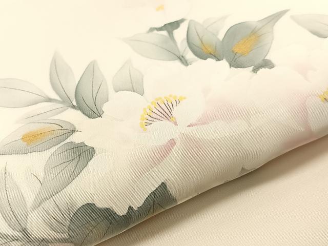 平和屋着物●塩瀬 九寸名古屋帯 作家物 手描き 枝花文 金彩 正絹 逸品 未使用 CABI4397vp