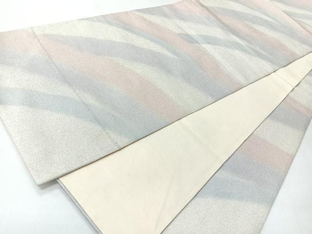 平和屋着物◎全通柄袋帯 霞文 銀糸 正絹 逸品 CABI4445nb