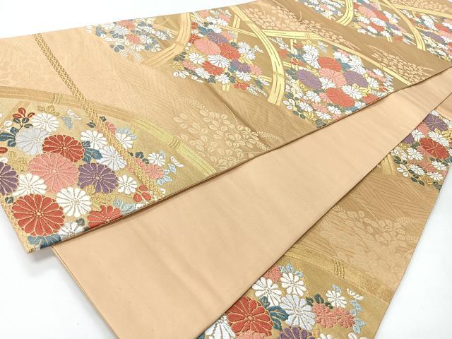 平和屋着物◎六通柄袋帯 唐織 流水草花文 金糸 正絹 逸品 CABI4454nb