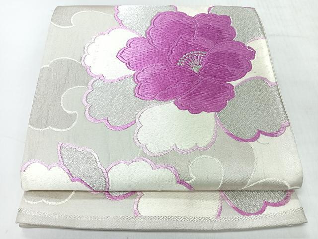 平和屋着物◎六通柄袋帯 唐織 花唐草文 銀糸 正絹 逸品 CABI4455nb
