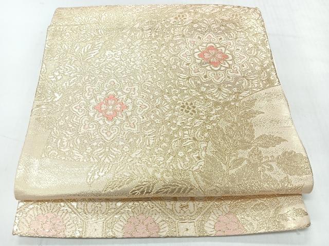 平和屋着物◎六通柄袋帯 唐織 地紙正倉院花文 金糸 正絹 逸品 CABI4458nb