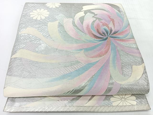 平和屋着物◎佐賀錦 六通柄袋帯 乱菊 銀糸 正絹 逸品 CABI4459nb