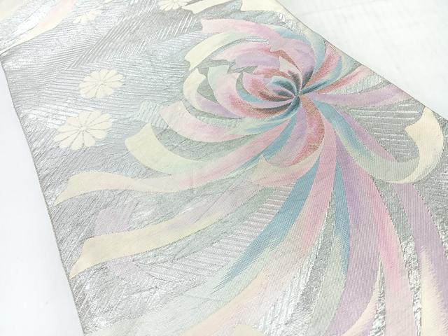 平和屋着物◎佐賀錦 六通柄袋帯 乱菊 銀糸 正絹 逸品 CABI4459nb
