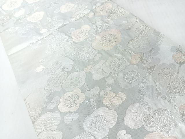 平和屋着物◎六通柄袋帯 枝梅文 銀糸 正絹 逸品 CABI4466nb