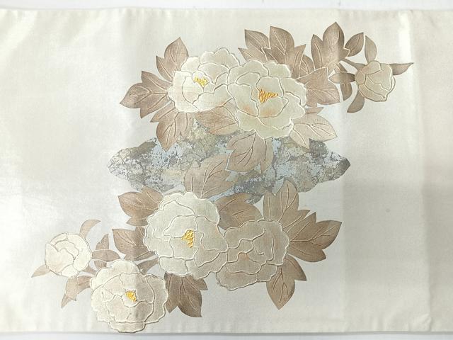 平和屋着物◎太鼓柄袋帯 牡丹 金彩 正絹 逸品 CABI4472nb