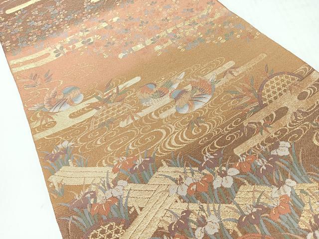 平和屋着物◎六通柄袋帯 蓬萊鴛鴦流麗文 金糸 正絹 逸品 CABI4475nb