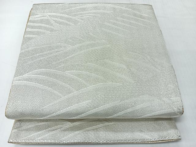 平和屋着物◎両面 六通柄袋帯 嵯峨づつれ織 飛鶴文 銀糸 正絹 逸品 CABI4504nb