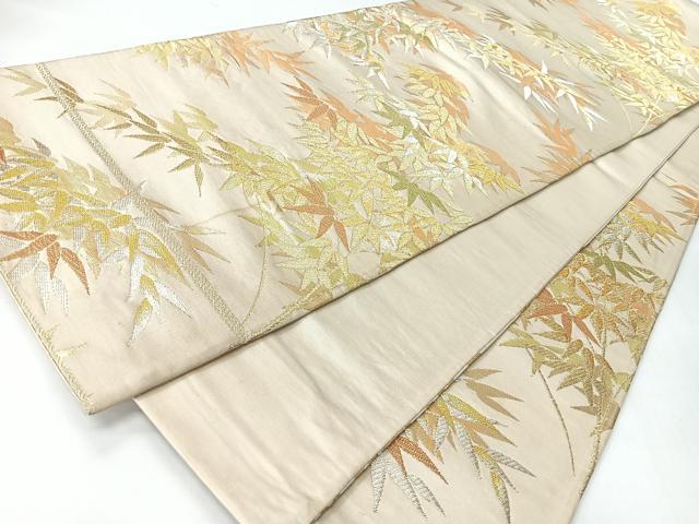 平和屋着物◎爪掻き本綴れ 太鼓柄袋帯 刺繍 能面 金糸 正絹 逸品 CABI4508nb
