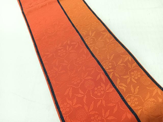 平和屋着物◎本場筑前博多織 半幅帯 草花文 証紙付き 正絹 逸品 未使用 CABI4523nb