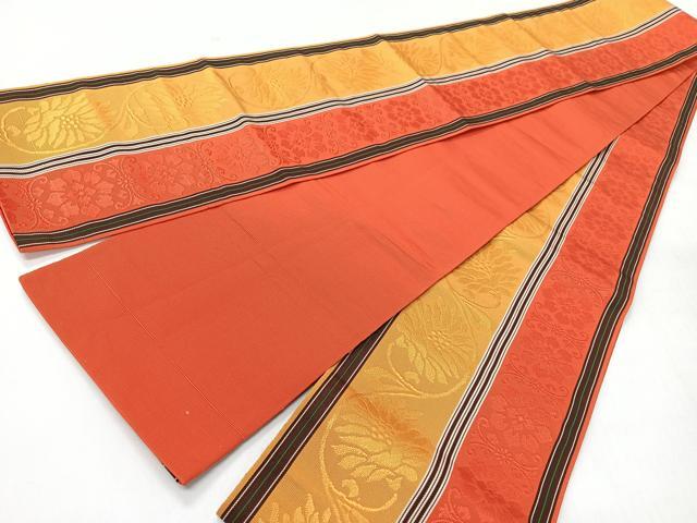 平和屋着物◎本場筑前博多織 半幅帯 更紗花文 正絹 逸品 CABI4528nb