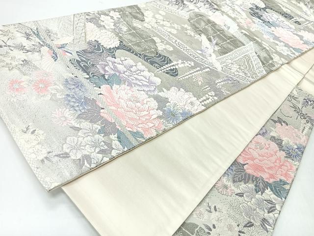 平和屋着物◎六通柄袋帯 唐織 草花錦 プラチナ二重箔 正絹 逸品 CABI4554nb