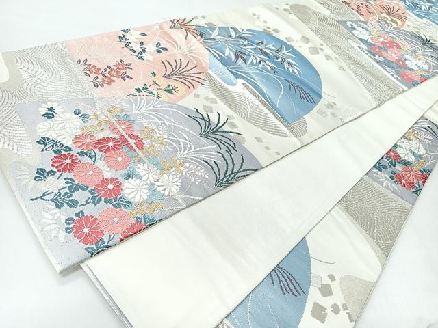 平和屋着物◎六通柄袋帯 流水草花文 金銀糸 正絹 逸品 CABI4555nb