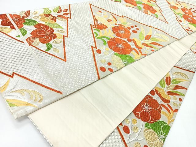 平和屋着物◎六通柄袋帯 唐織 松皮菱草花文 金銀糸 正絹 逸品 CABI4562nb