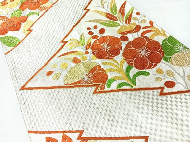 平和屋着物◎六通柄袋帯 唐織 松皮菱草花文 金銀糸 正絹 逸品 CABI4562nb