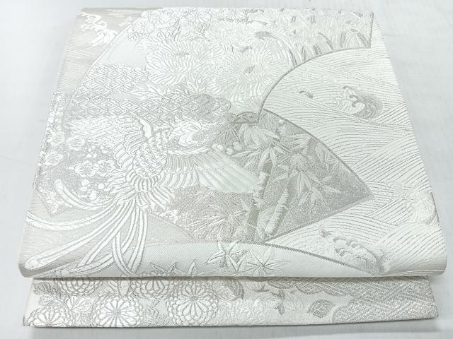 平和屋着物◎六通柄袋帯 唐織 九百錦 地紙鳳凰草花文 銀糸 正絹 逸品 CABI4565nb
