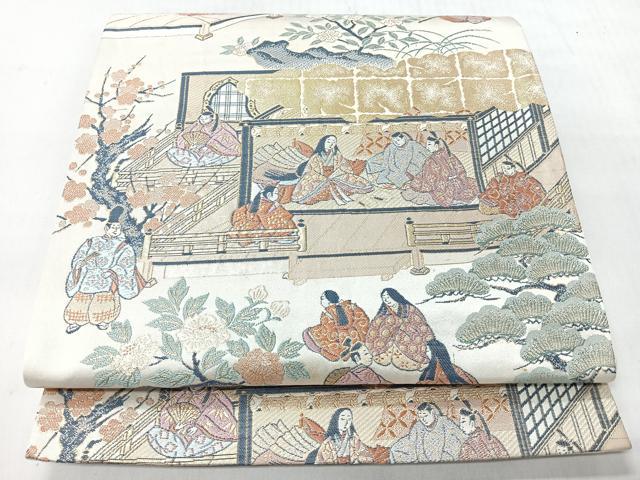 平和屋着物◎六通柄袋帯 源氏花見之宴 金糸 正絹 逸品 CABI4570nb