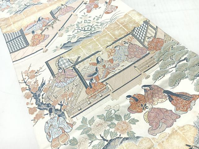 平和屋着物◎六通柄袋帯 源氏花見之宴 金糸 正絹 逸品 CABI4570nb