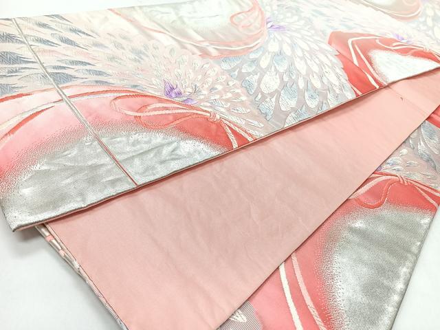 平和屋着物◎六通柄袋帯 唐織 孔雀 銀糸 正絹 逸品 CABI4572nb