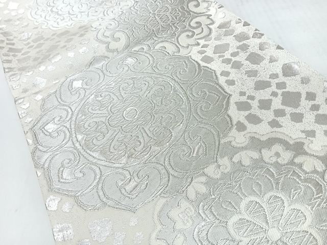 平和屋着物◎六通柄袋帯 更紗花文 銀糸 正絹 逸品 CABI4579nb