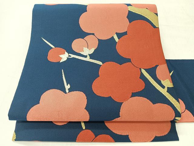 平和屋着物◎本場筑前博多織 九寸名古屋帯 枝梅文 金糸 正絹 逸品 CABI4602nb