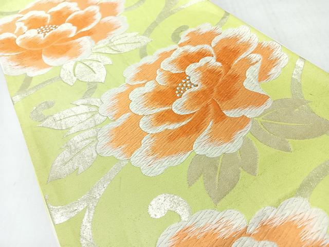 平和屋着物◎六通柄袋帯 唐織 花唐草文 銀糸 正絹 逸品 CABI4605nb
