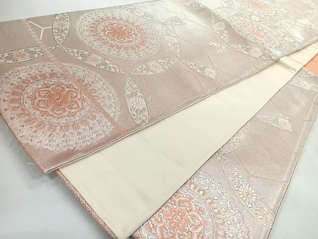 平和屋着物◎六通柄袋帯 唐織 七宝更紗花文 銀糸 正絹 逸品 CABI4642nb