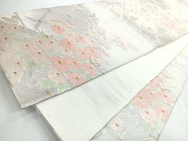 平和屋着物◎六通柄袋帯 唐織 籬菊文 金銀糸 正絹 逸品 CABI4654nb