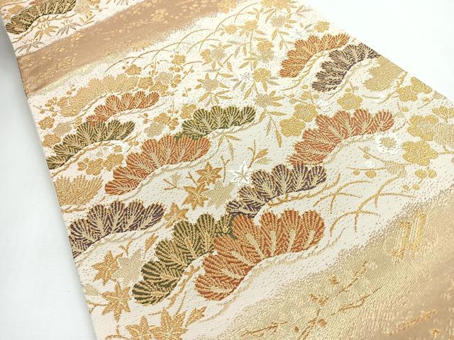 平和屋着物◎六通柄袋帯 松竹梅 金糸 正絹 逸品 CABI4655nb