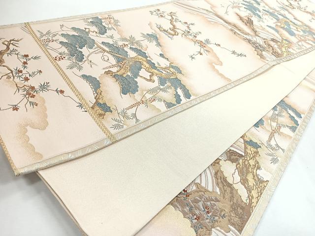 平和屋着物◎六通柄袋帯 飛鳥松文 金糸 正絹 逸品 未使用 CABI4656nb
