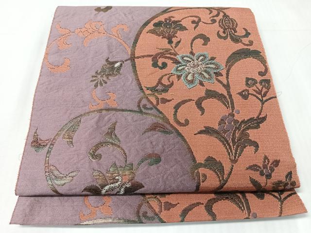 平和屋着物◎八寸名古屋帯 更紗花唐草文 正絹 逸品 CABI4664nb