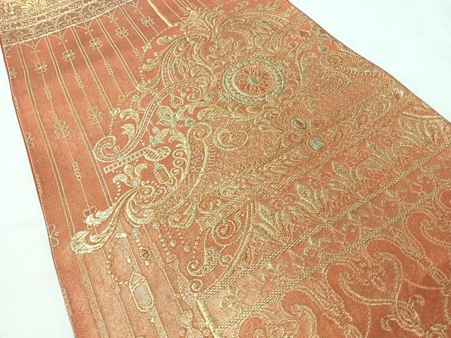 平和屋着物◎六通柄袋帯 唐織 花唐草文 金糸 正絹 逸品 CABI4673nb