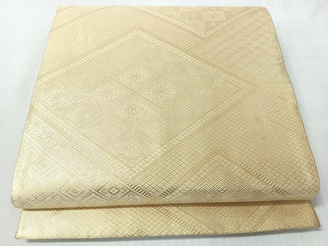 平和屋着物◎佐賀錦 全通柄袋帯 菱吉祥文 金糸 正絹 逸品 CABI4689nb