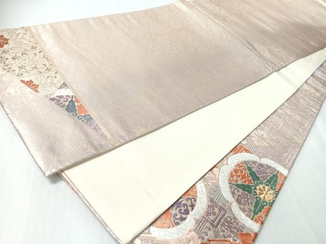平和屋着物◎太鼓柄袋帯 花唐草文 銀糸 正絹 逸品 CABI4694nb
