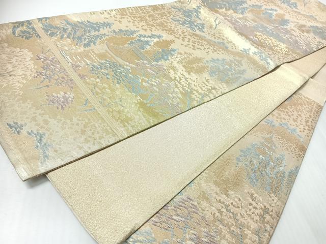 平和屋着物◎六通柄袋帯 樹林風景文 金糸 正絹 逸品 CABI4697nb