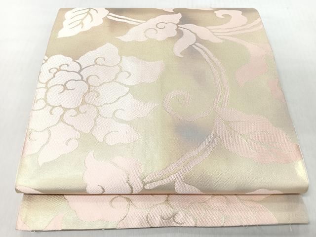 平和屋着物◎全通柄袋帯 花唐草文 金糸 正絹 逸品 CABI4709nb
