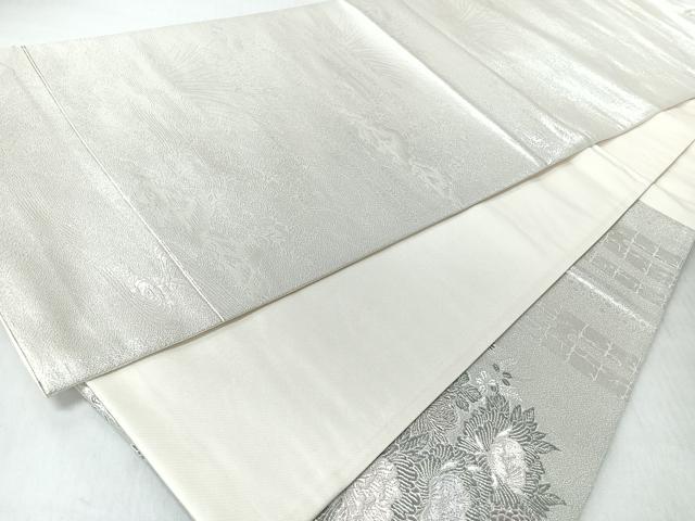 平和屋着物◎六通柄袋帯 唐織 王朝飾花鳥園図 銀糸 正絹 逸品 CABI4712nb
