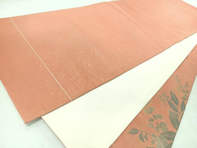 平和屋着物◎太鼓柄袋帯 草花文 金糸 正絹 逸品 CABI4713nb
