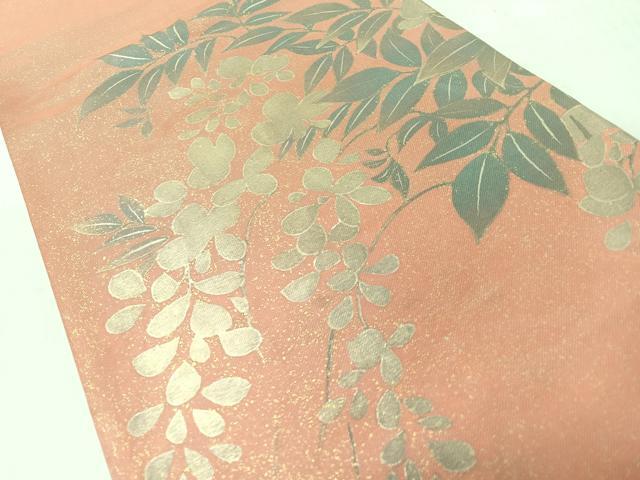 平和屋着物◎太鼓柄袋帯 草花文 金糸 正絹 逸品 CABI4713nb