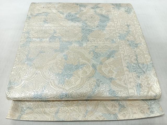 平和屋着物◎六通柄袋帯 更紗花文 銀糸 正絹 逸品 CABI4718nb