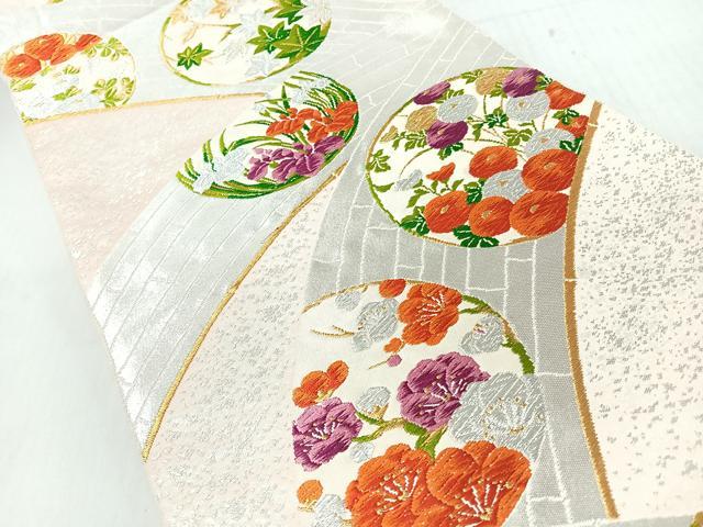 平和屋着物◎六通柄袋帯 唐織 草花丸文 金銀糸 正絹 逸品 CABI4719nb