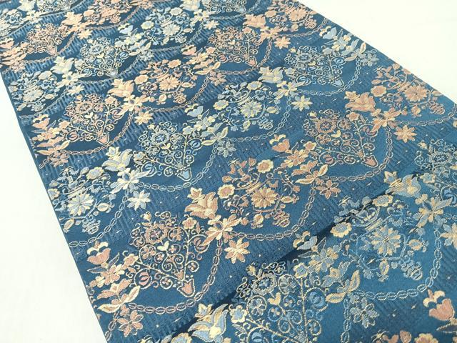 平和屋着物◎六通柄 京袋帯 更紗花文 金糸 正絹 逸品 CABI4723nb