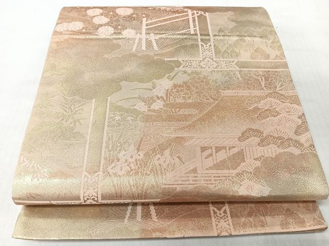 平和屋着物◎六通柄袋帯 京洛百景 修学院離宮 金糸 正絹 逸品 CABI4727nb